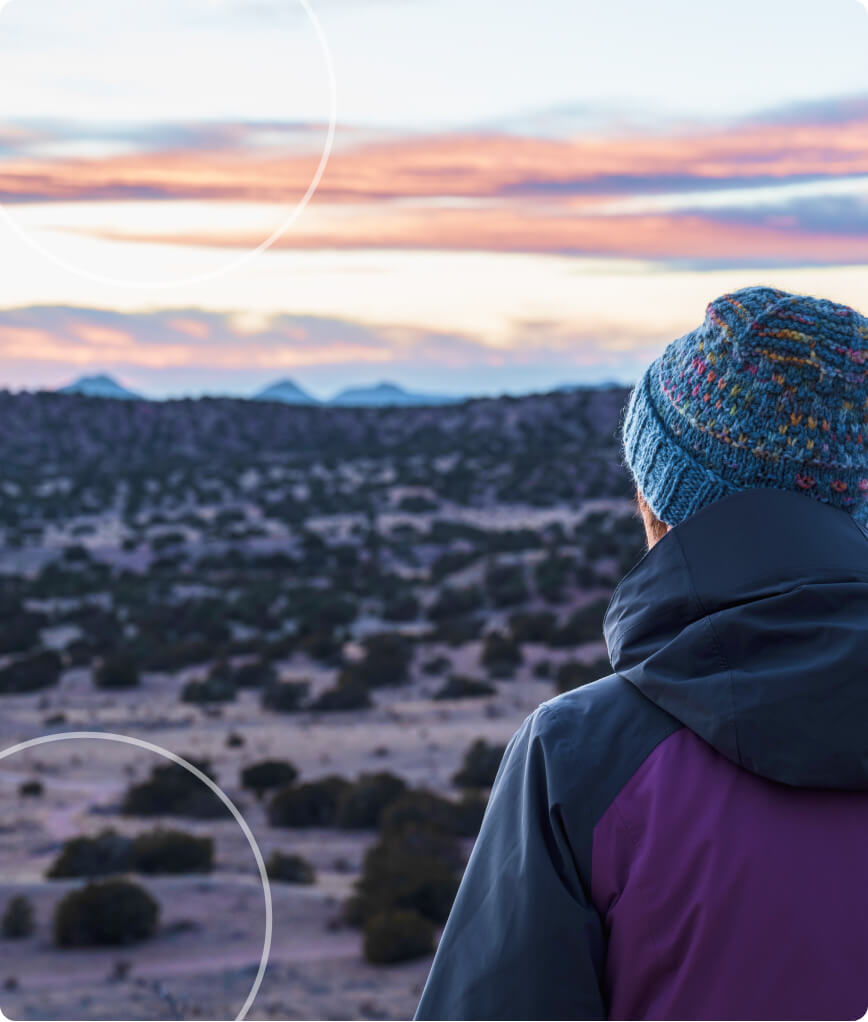 Contemplative person looking at desert view