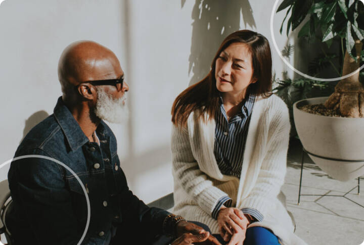 woman listening to man