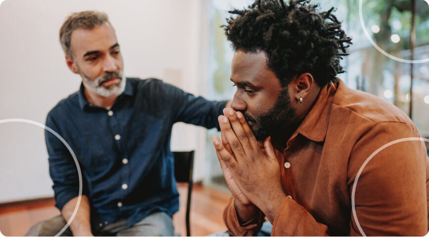 two men talking